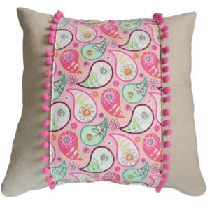 Pink Paisley Print Panel Cushion