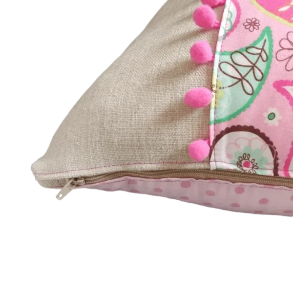 Pink Paisley Print Panel Cushion Zip