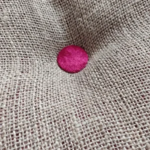 Hessian & Pink Pom-Pom Round Cushion Detail