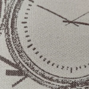 Brown Clock Print Fabric Cushion Detail
