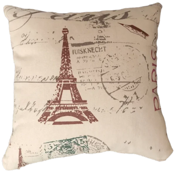 Brown Paris Postcard Print Cushion