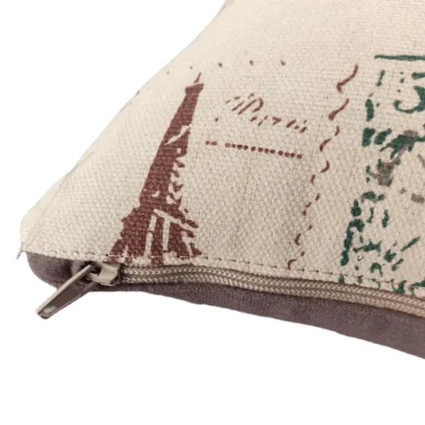 Brown Paris Postcard Print Cushion Zip