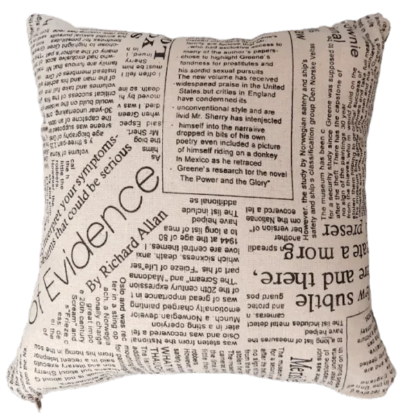 Newsprint Script Print Fabric Cushion