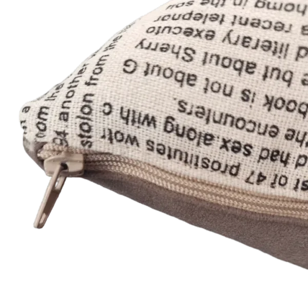 Newsprint Script Print Fabric Cushion Zip