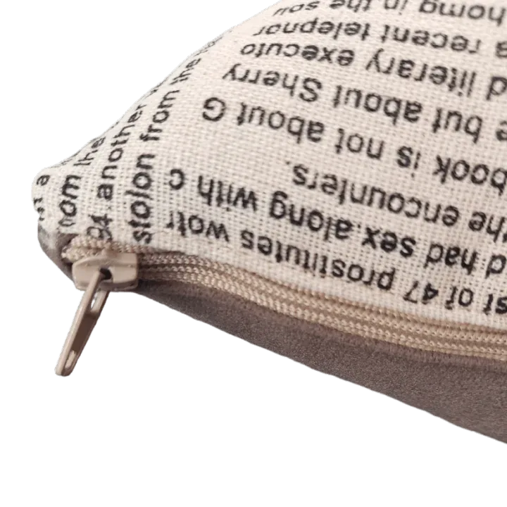 Newsprint Script Print Fabric Cushion Zip