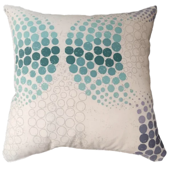Teal Circles Fabric Cushion