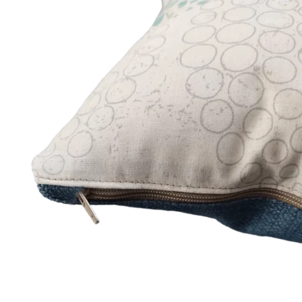 Teal Circles Fabric Cushion Zip