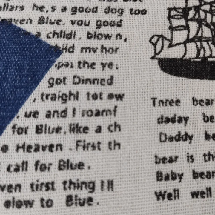 Postcard Print Fabric Cushion Detail