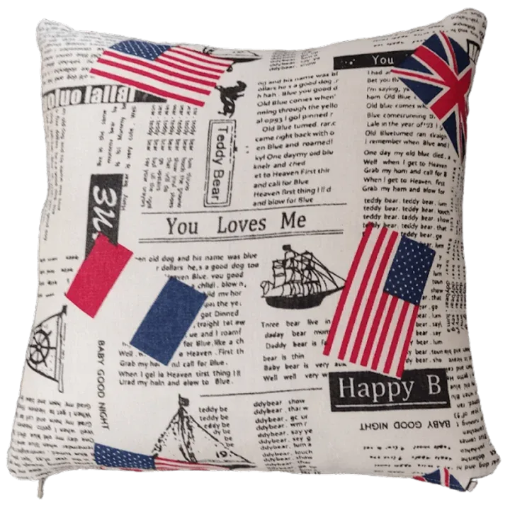 Postcard Print Fabric Cushion