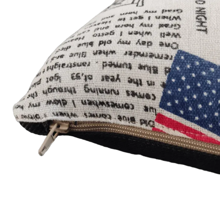 Postcard Print Fabric Cushion Zip