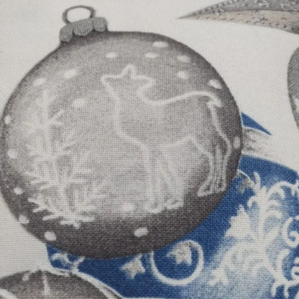 Blue Christmas Print Cushion Detail
