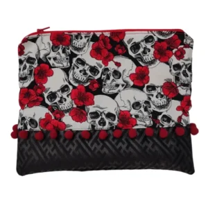 Skull & Roses Makeup Bag Front View
