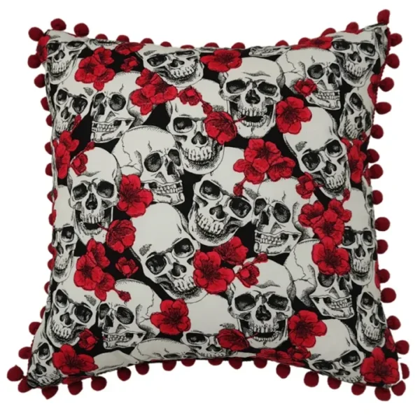 Skull And Roses Cushion - Front View