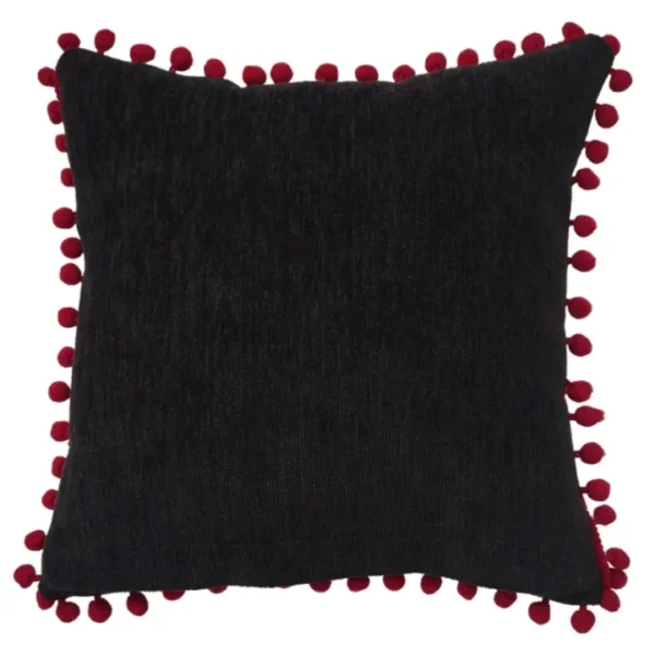 Skull & Roses Pom-Pom Cushion Back