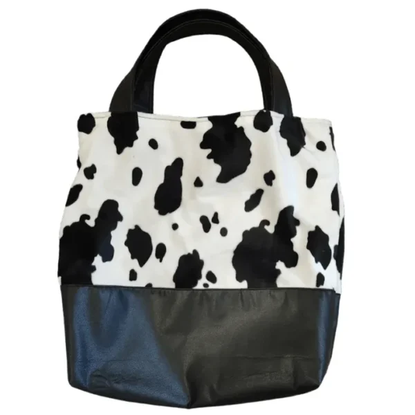 Faux Cow Fabric Shopping Tote - Front View