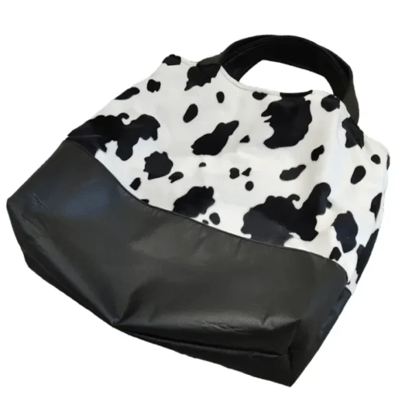 Faux Cow Fabric Shopping Tote - Bottom Panel
