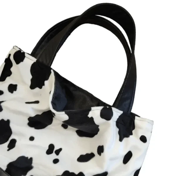 Faux Cow Fabric Shopping Tote - Handle