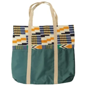Green Aztec Print Shopping Bag Tote Front