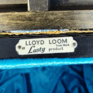 Blue Peacock Fabric Small Ottoman Detail