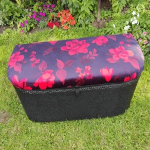 Red Velvet Top Ottoman Front