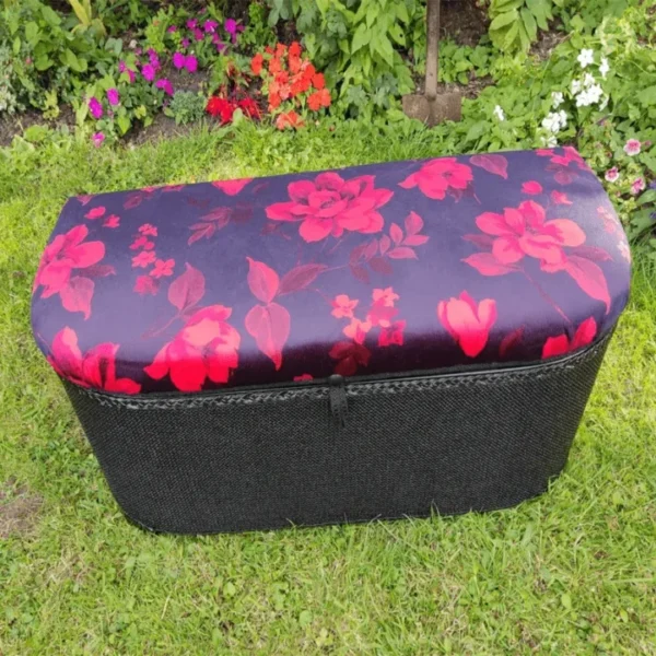 Red Velvet Top Ottoman Front