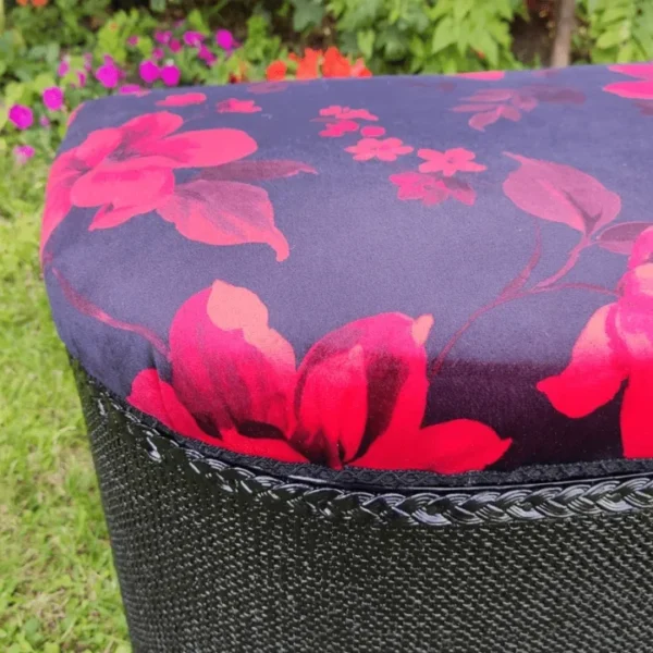 Red Velvet Top Ottoman Side