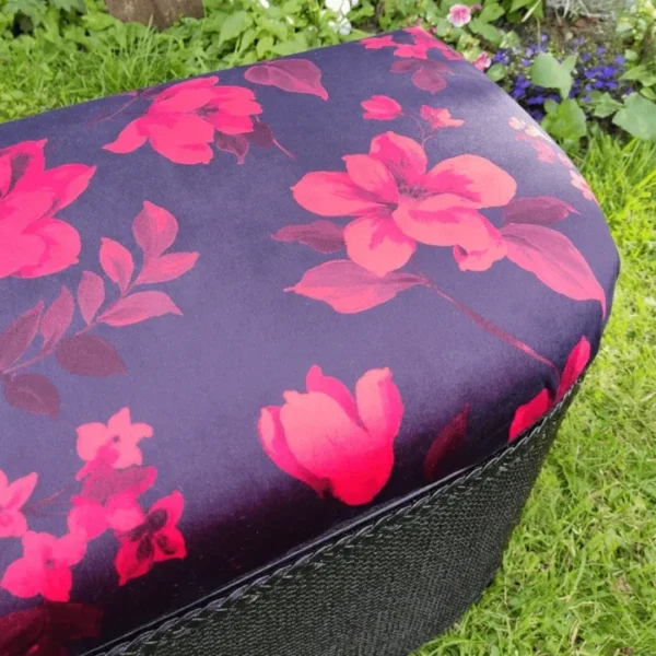 Red Velvet Top Ottoman